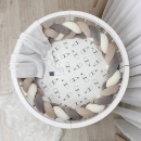 Husa saltea rotunda patut bebe copii cu elastic, Milk (2)